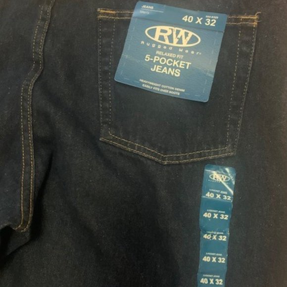 NWT RW Rugged Wear Relaxed Fit Heavyweight 5-Pocket Men's Jeans - 40x32 - Picture 4 of 5